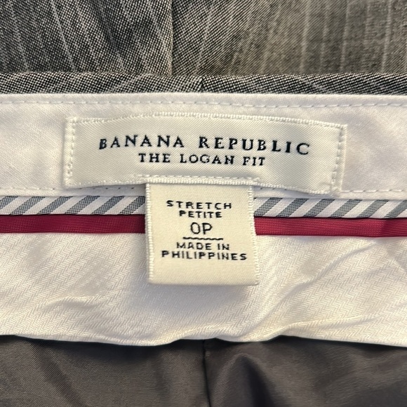 Banana Republic The Logan Fit Wool Gray Pinstripe Stretch Wide Leg Pants Size 0P - Picture 7 of 8